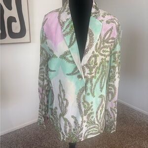 Maliparmi Pastel Green and Pink Patterned Blazer